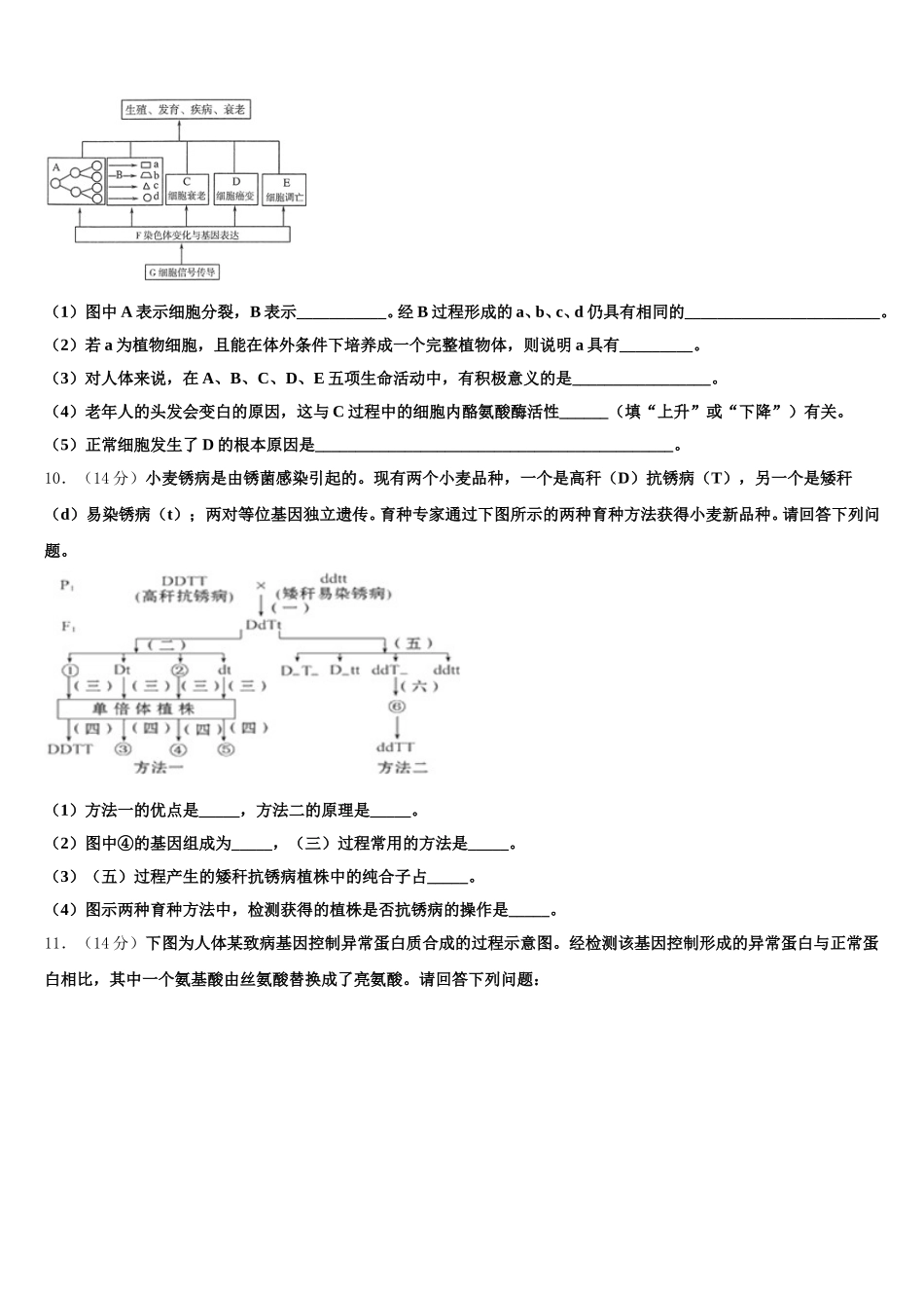 福建省福州四中2025届高一生物第二学期期末调研模拟试题含解析_第3页