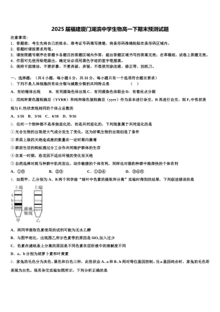 2025届福建厦门湖滨中学生物高一下期末预测试题含解析