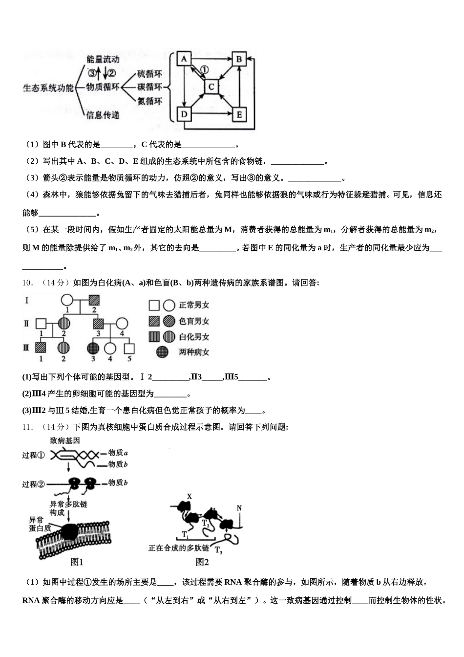 2025届福建省龙岩市龙岩第一中学生物高一第二学期期末监测试题含解析_第3页