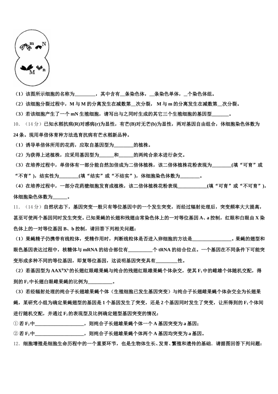 2025届福建省龙岩市一级达标学校生物高一第二学期期末综合测试模拟试题含解析_第3页