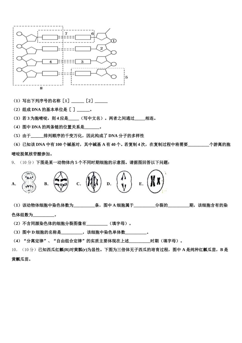 福建省龙岩高中2025年生物高一第二学期期末预测试题含解析_第3页