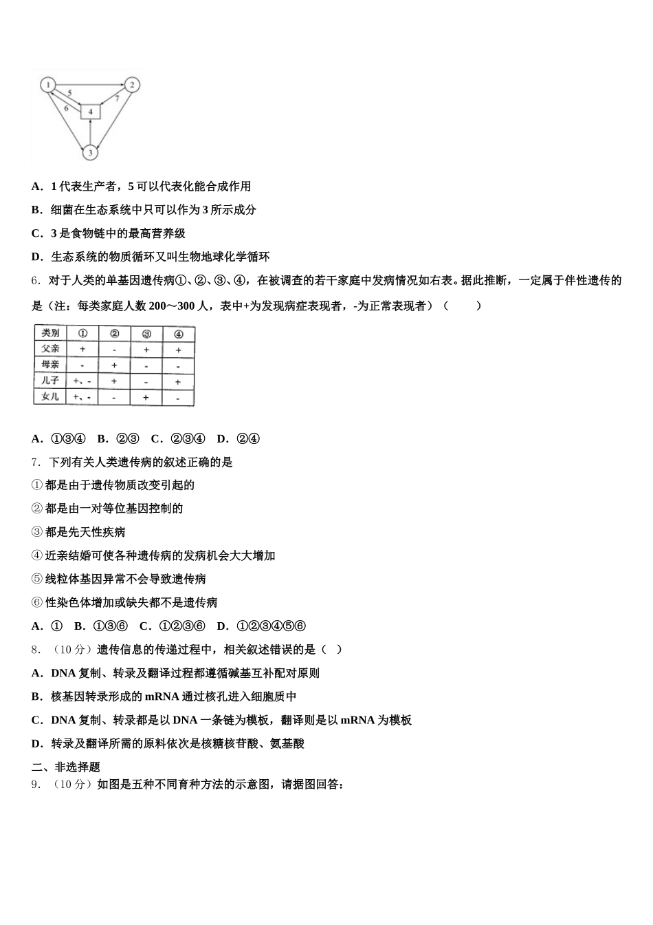 福建省福建师范大学第二附属中学2025届生物高一下期末统考模拟试题含解析_第2页