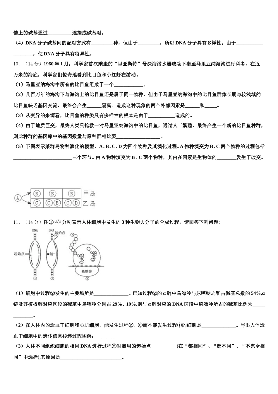 2025届福建省云霄立人学校生物高一第二学期期末学业质量监测试题含解析_第3页