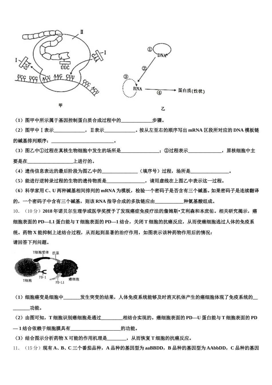 2024-2025学年福建省莆田四中高一下生物期末经典模拟试题含解析_第3页