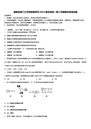 福建省厦门工学院附属学校2025届生物高一第二学期期末预测试题含解析