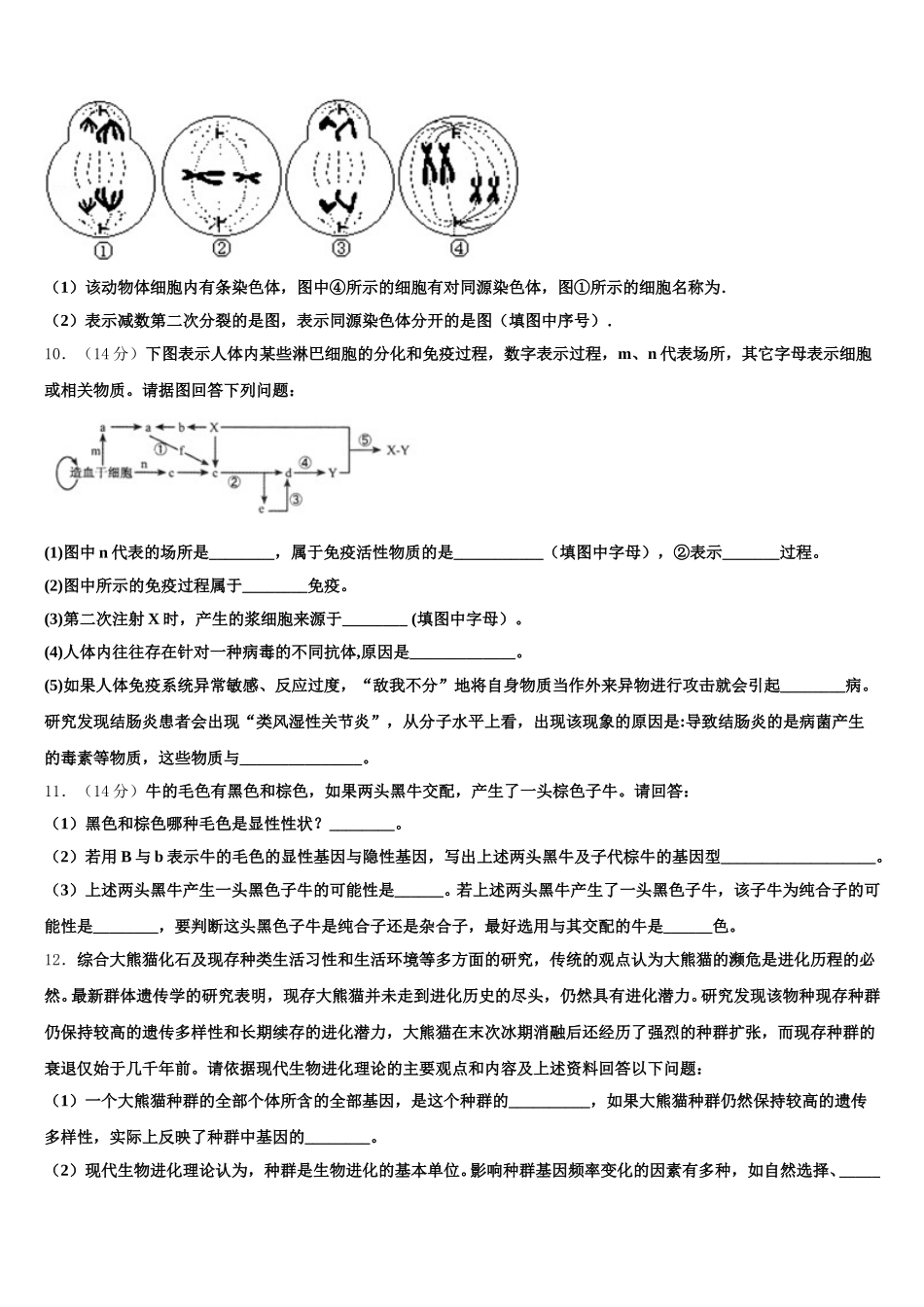 2024-2025学年福建省泉州市安溪八中高一下生物期末经典模拟试题含解析_第3页