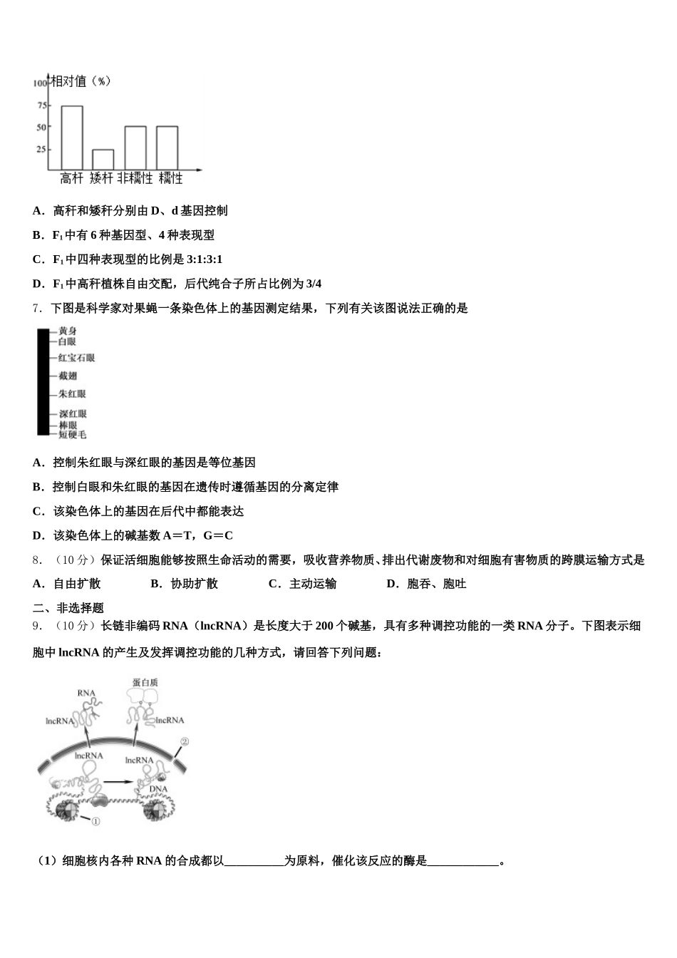 福建省沙县金沙高级中学2025届高一下生物期末考试模拟试题含解析_第2页