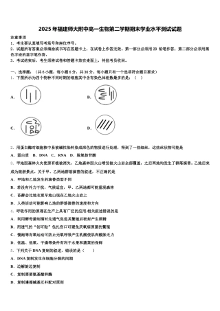 2025年福建师大附中高一生物第二学期期末学业水平测试试题含解析