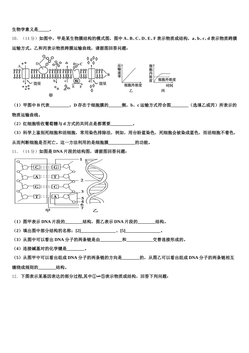 福建省邵武市第四中学2025年生物高一下期末监测模拟试题含解析_第3页