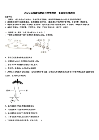 2025年福建省龙岩二中生物高一下期末统考试题含解析