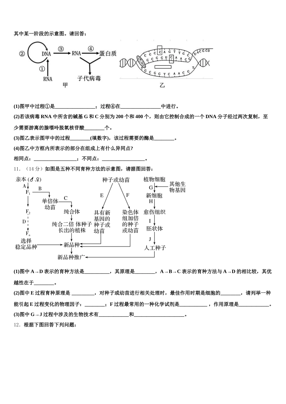 2025年福建省福州市八县一中联考生物高一下期末复习检测模拟试题含解析_第3页