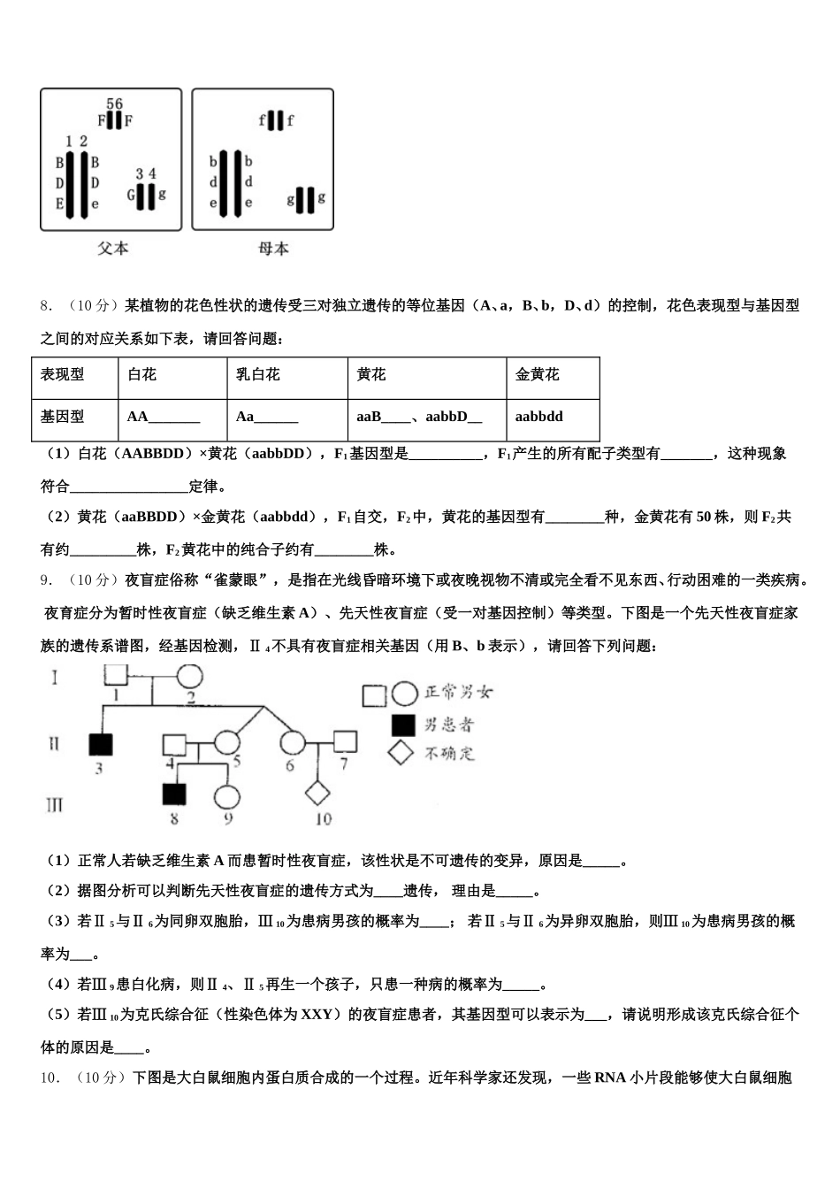 2025届泉州市重点中学生物高一第二学期期末学业质量监测试题含解析_第3页