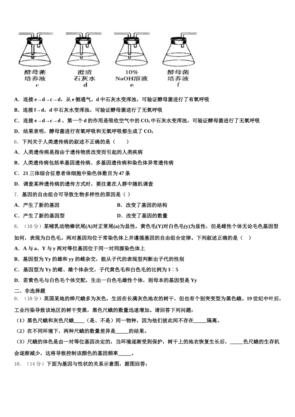 福建厦门大同中学2025届生物高一第二学期期末考试模拟试题含解析_第2页