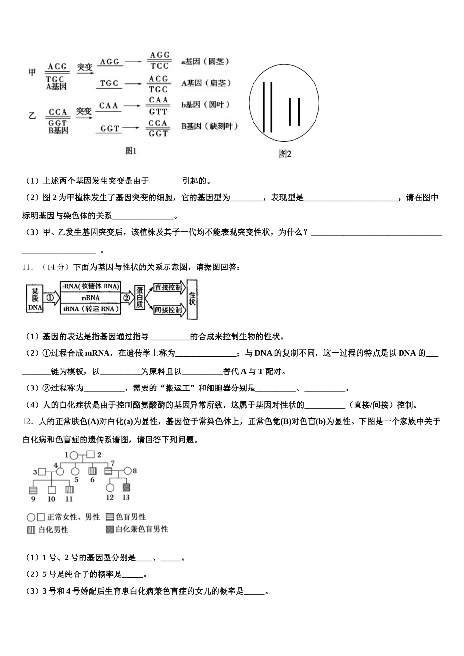 福州屏东中学2025届生物高一第二学期期末质量检测试题含解析_第3页
