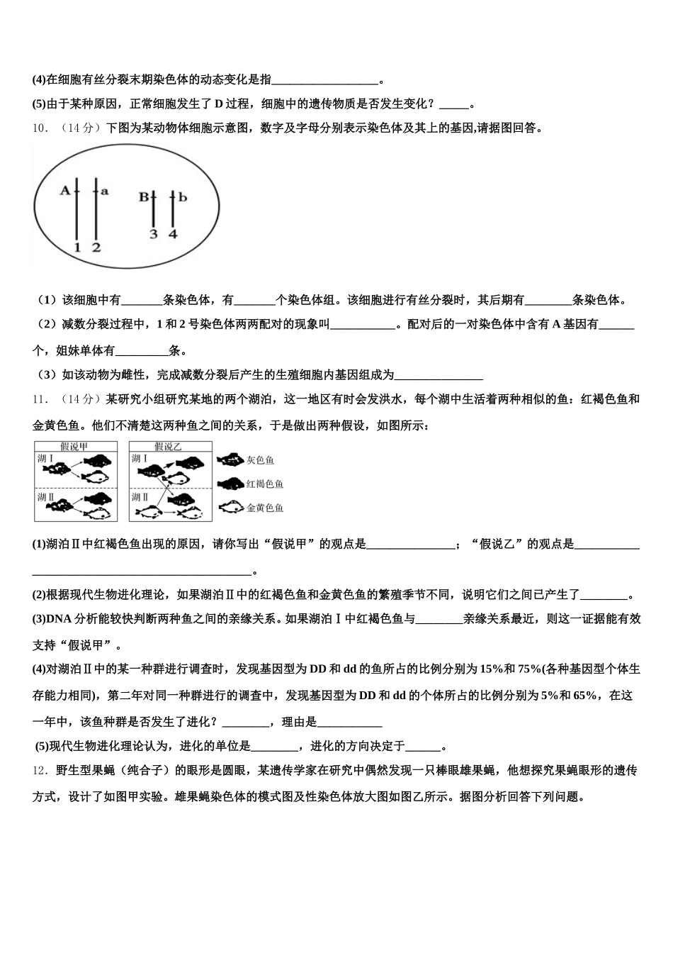 2024-2025学年福建省福州琅岐中学高一下生物期末学业质量监测试题含解析_第3页