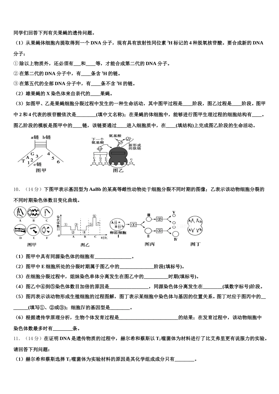 福建省莆田四中2025年生物高一第二学期期末考试模拟试题含解析_第2页