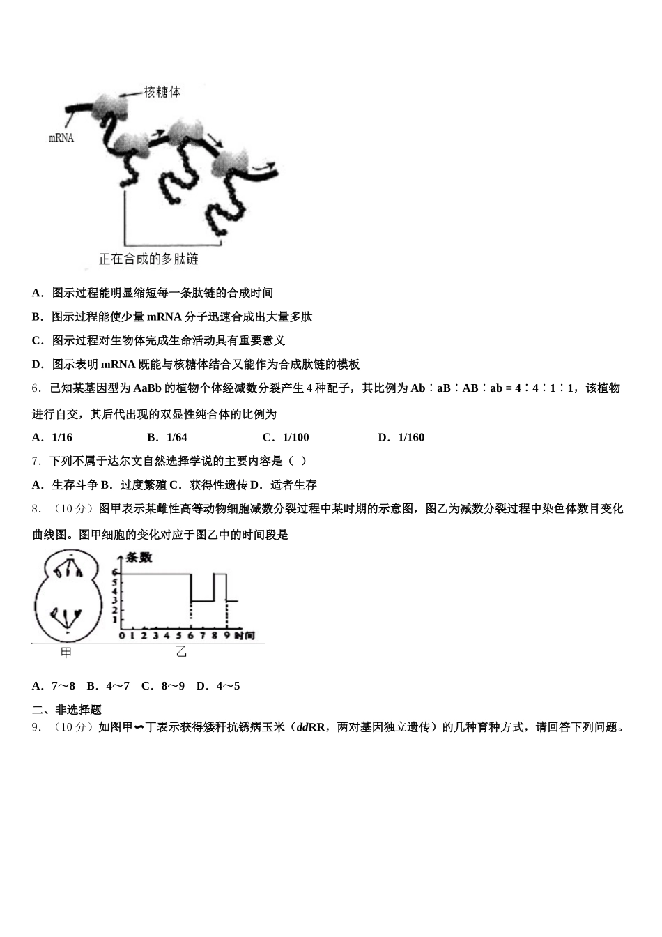 2025届福建省泉州市泉港区泉州市泉港区第一中学高一生物第二学期期末学业水平测试试题含解析_第2页