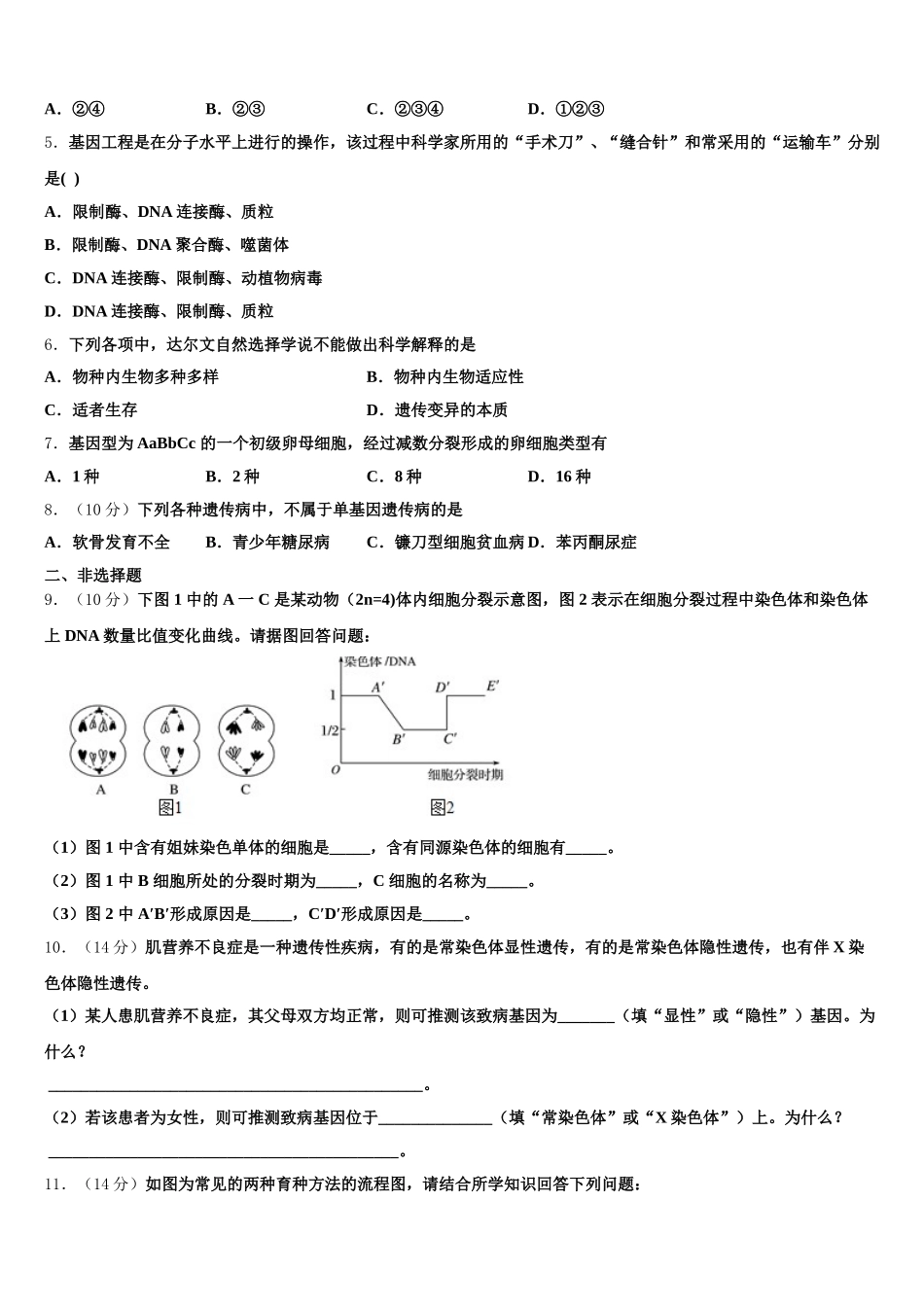 2025届福建省海滨学校、港尾中学高一下生物期末监测模拟试题含解析_第2页