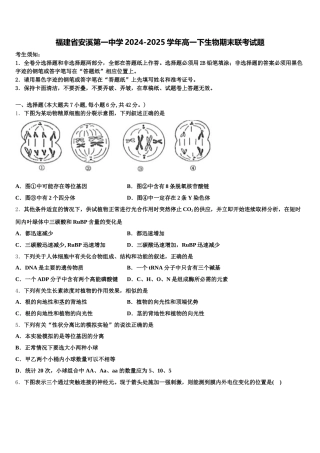 福建省安溪第一中学2024-2025学年高一下生物期末联考试题含解析