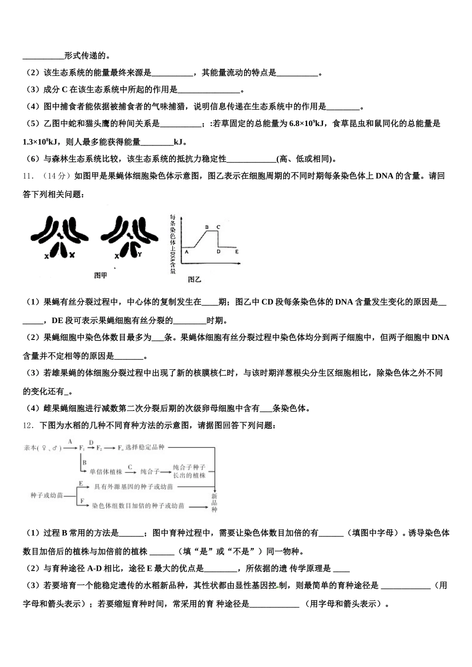 2025年福建省清流县第一中学生物高一第二学期期末学业质量监测试题含解析_第3页