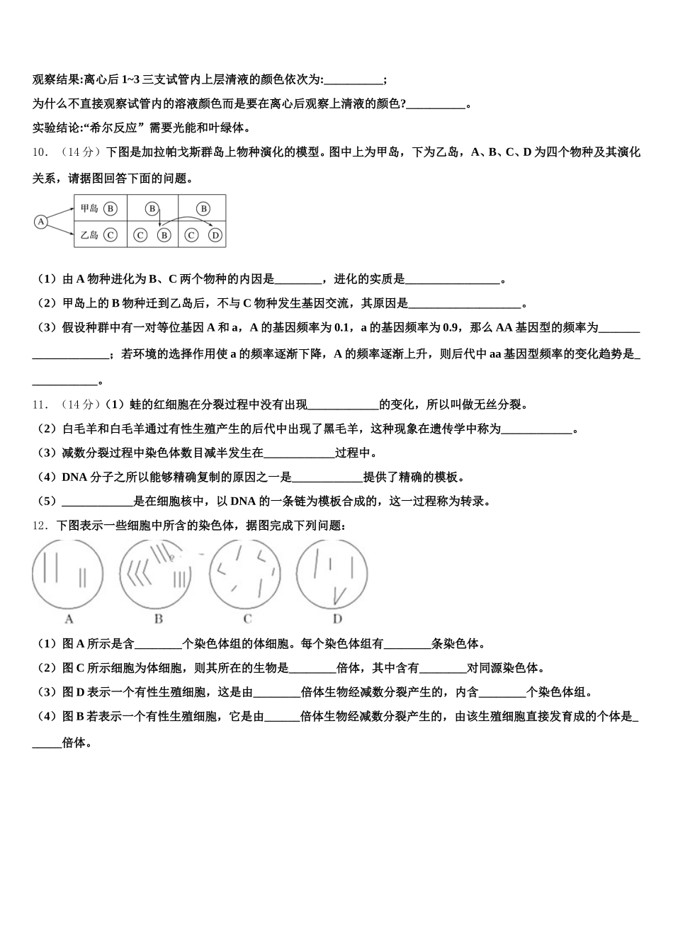 2025届福建省泉州市南安一中高一下生物期末经典模拟试题含解析_第3页