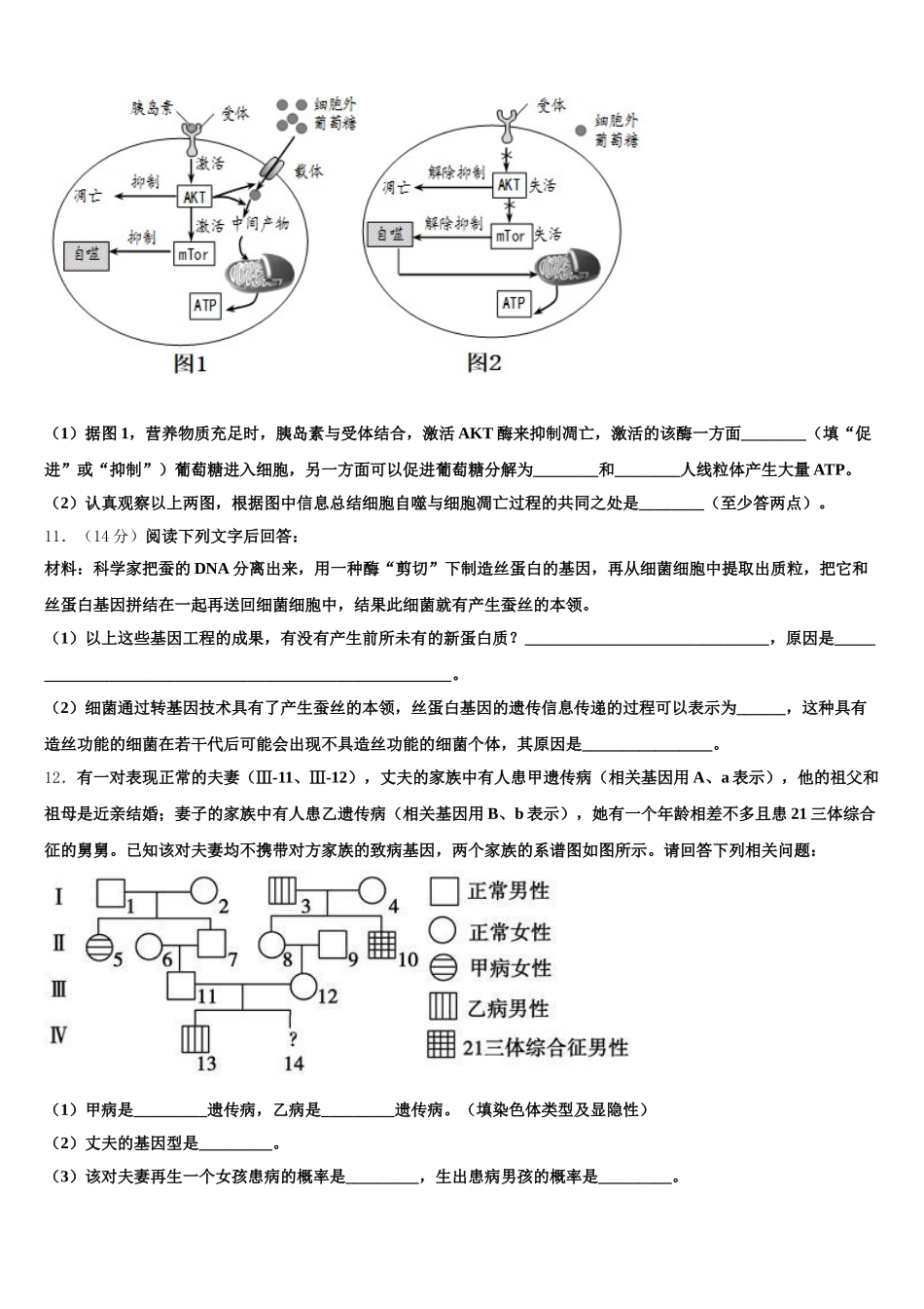 2024-2025学年福建省罗源县第一中学生物高一下期末教学质量检测试题含解析_第3页