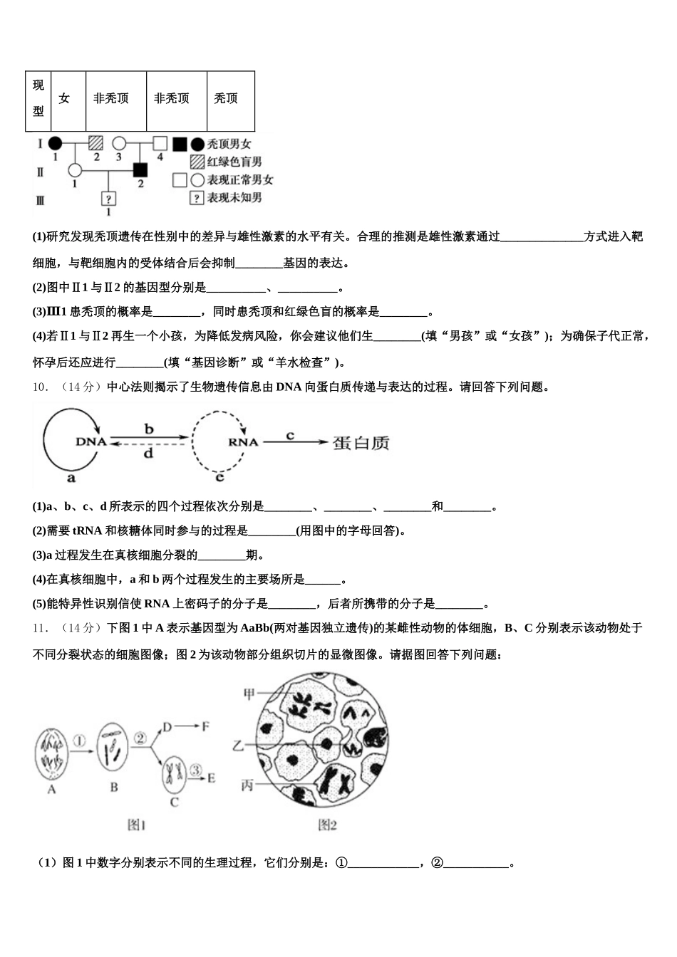 福建省泉州市第十六中学2024-2025学年高一生物第二学期期末检测模拟试题含解析_第3页