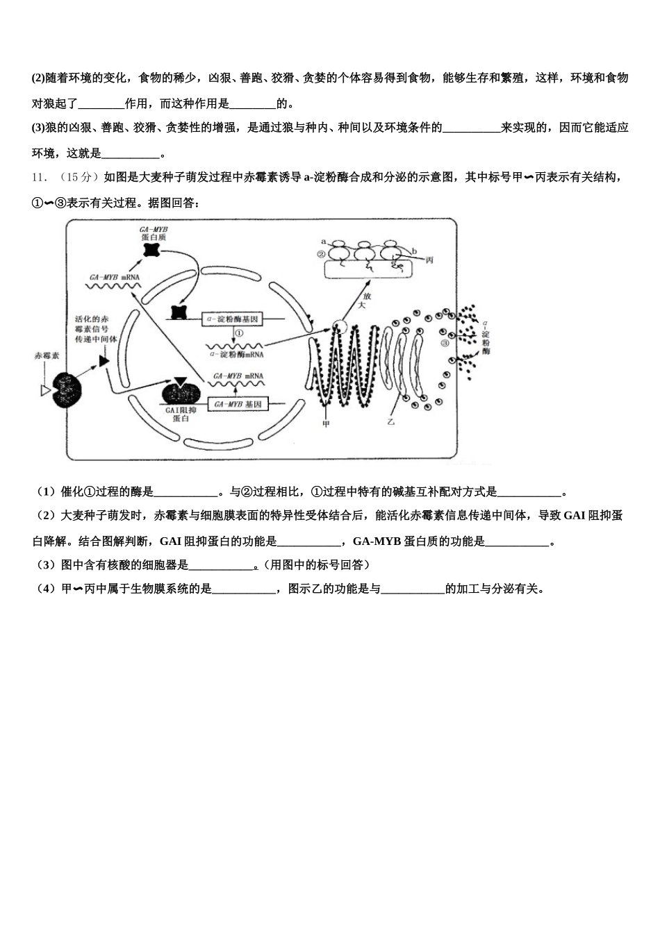 2025届福建省莆田市莆田第八中学生物高一下期末教学质量检测模拟试题含解析_第3页