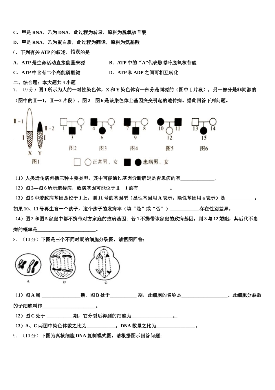2024-2025学年福建省泉州市永春县华侨中学高一下生物期末复习检测模拟试题含解析_第2页