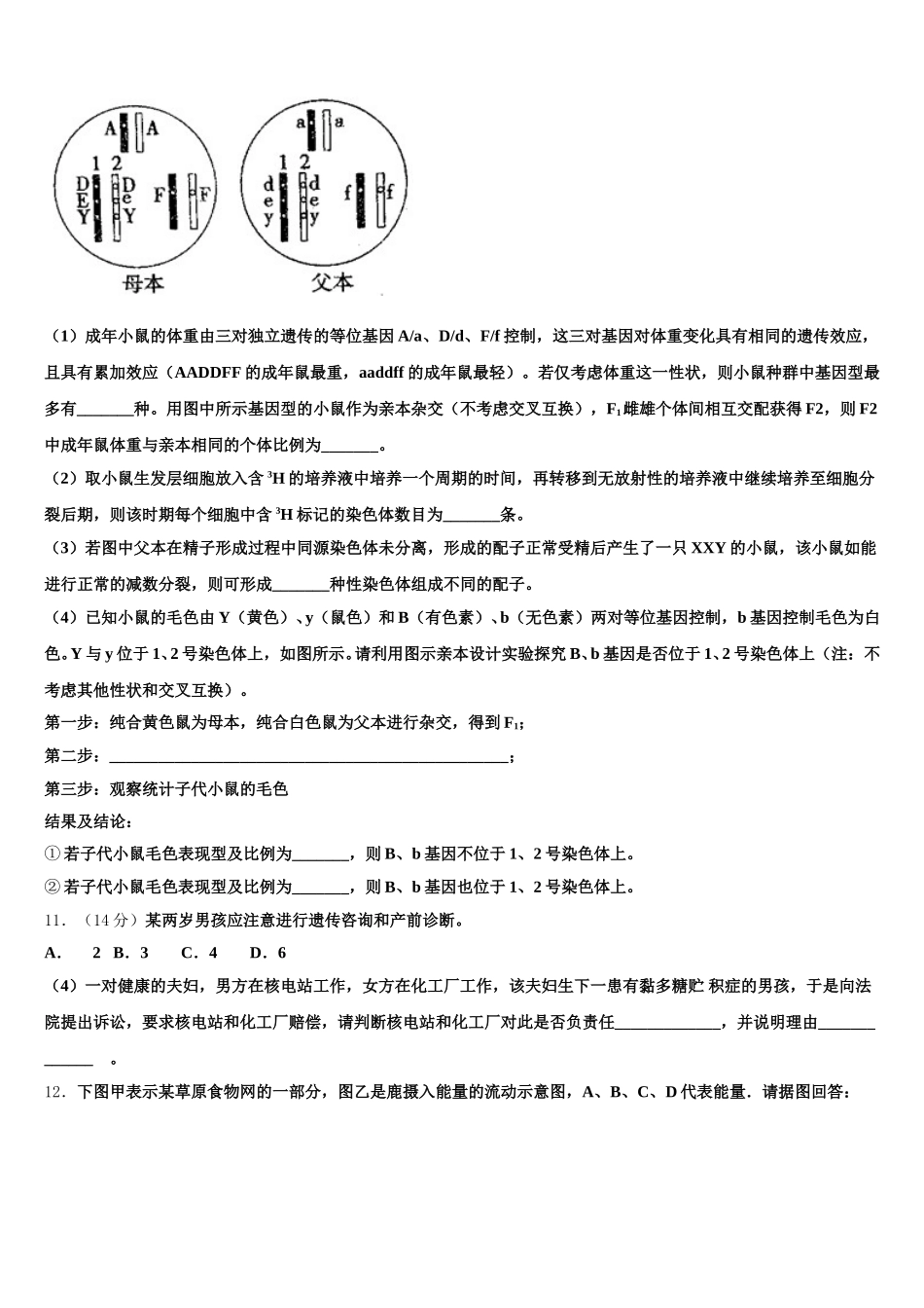 福建省莆田市第二十五中学2025届生物高一第二学期期末调研试题含解析_第3页