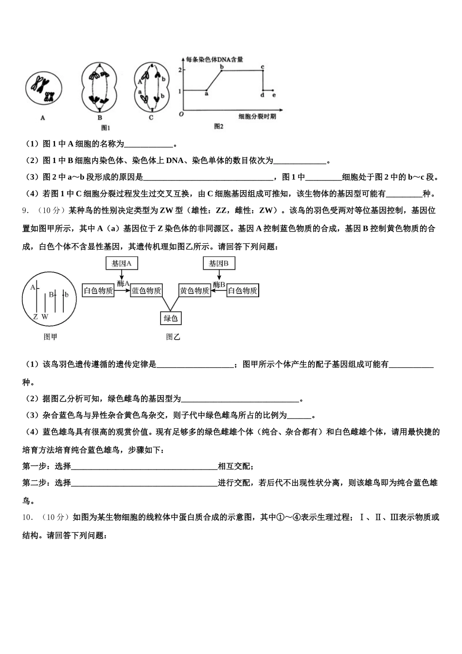 2025届福建省三明市永安第三中学生物高一下期末统考试题含解析_第3页