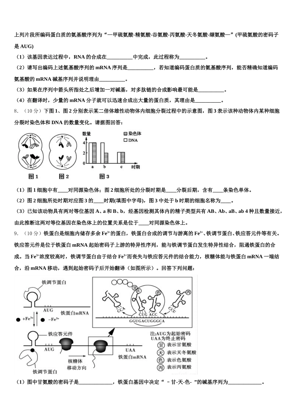 2025届福建省泉州市洛江区马甲中学高一下生物期末经典模拟试题含解析_第3页