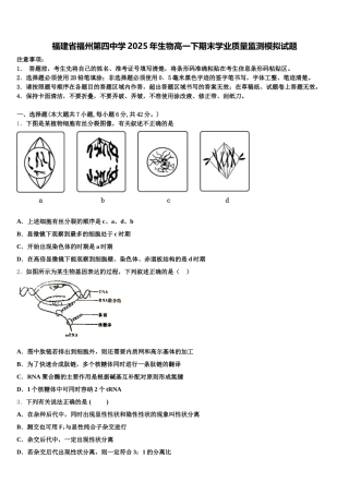 福建省福州第四中学2025年生物高一下期末学业质量监测模拟试题含解析