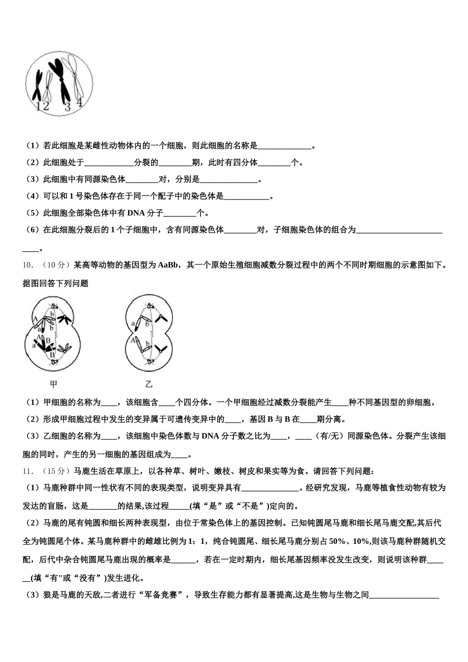 2025年福建省泉州三中生物高一第二学期期末经典试题含解析_第3页