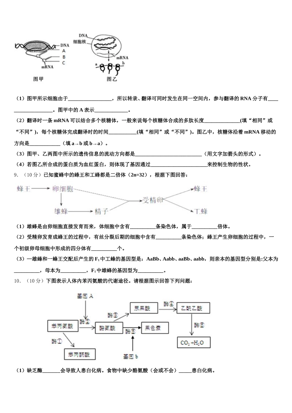 福建省龙岩市上杭县第一中学2025年生物高一第二学期期末统考试题含解析_第3页