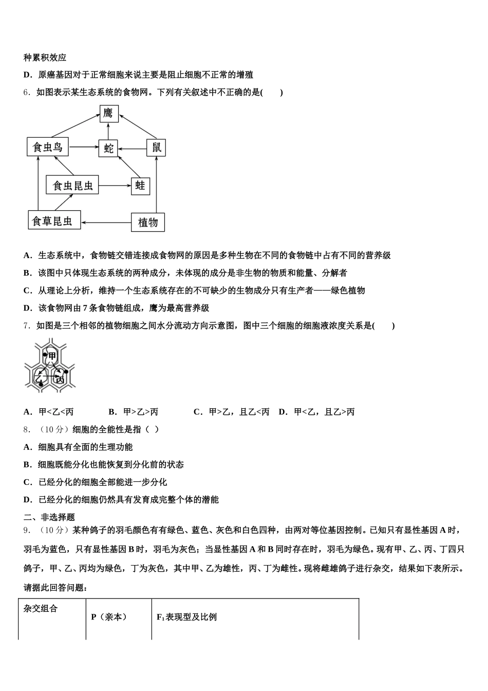 福建省福建师范大学附属中学2025年高一生物第二学期期末复习检测试题含解析_第2页