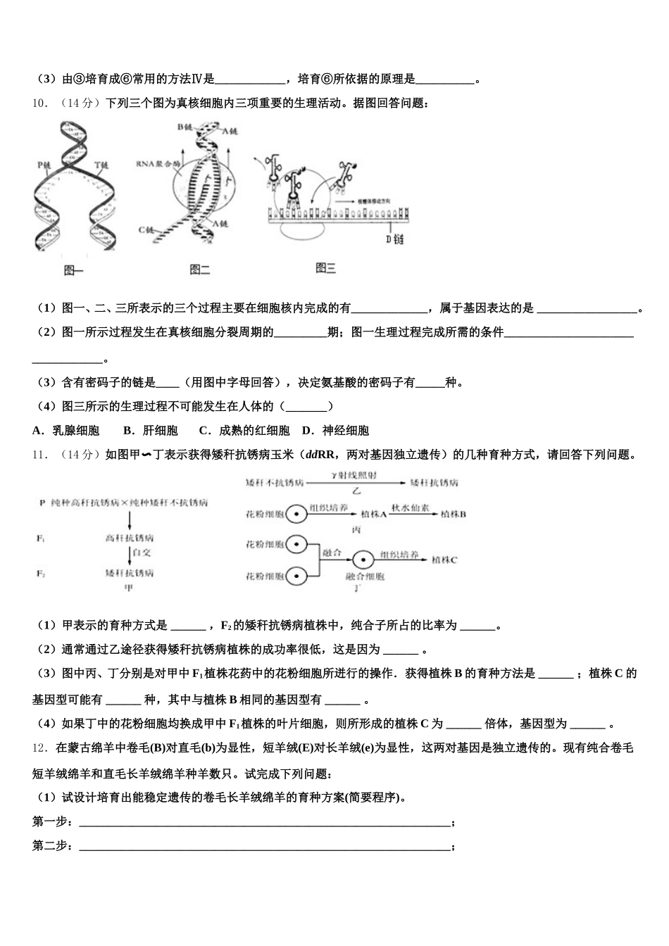 2024-2025学年福建省福州市仓山区福建师范大学附属中学高一生物第二学期期末统考试题含解析_第3页