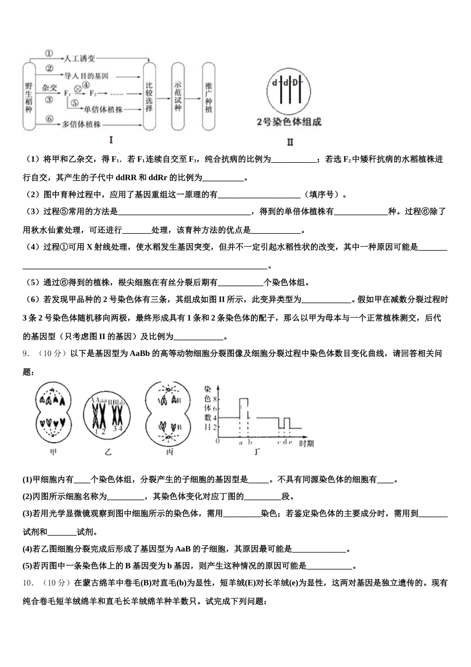 2025年福建省漳平市一中生物高一下期末监测模拟试题含解析_第3页