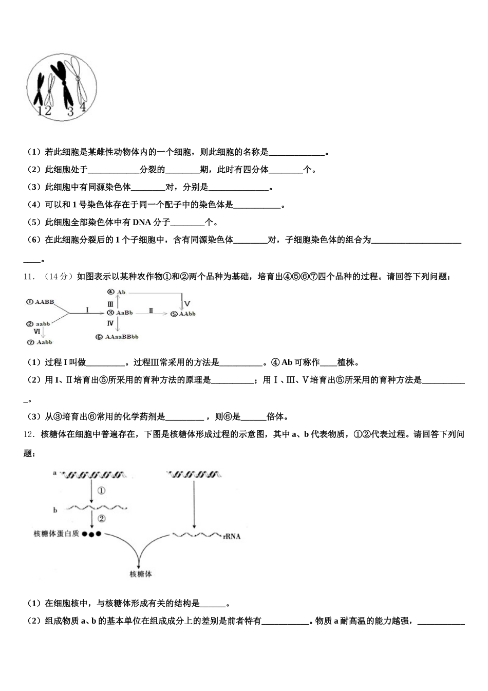 2025届福建省福州市三校联考高一下生物期末监测模拟试题含解析_第3页