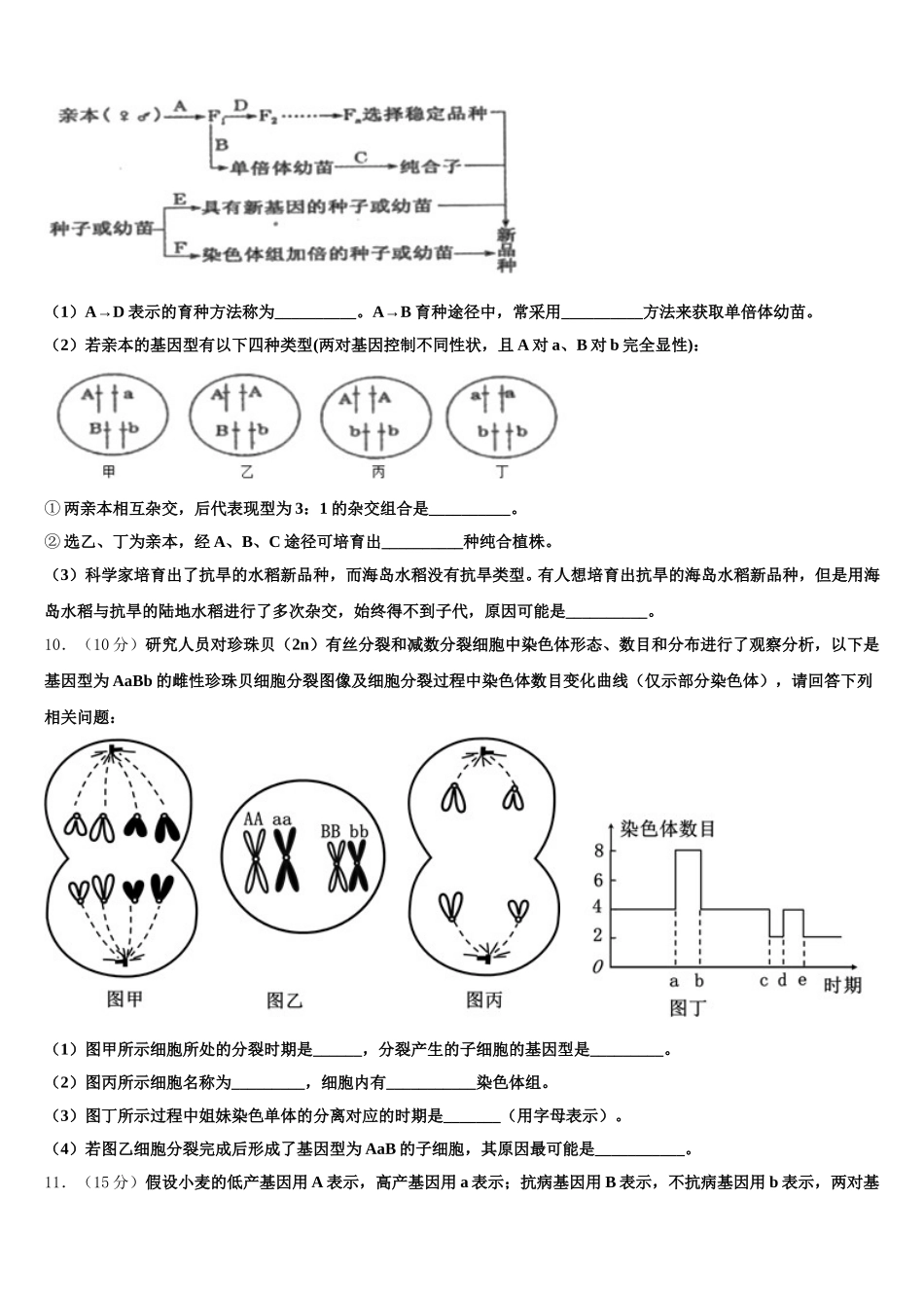 2024-2025学年福建省莆田市第一中学高一下生物期末监测模拟试题含解析_第3页