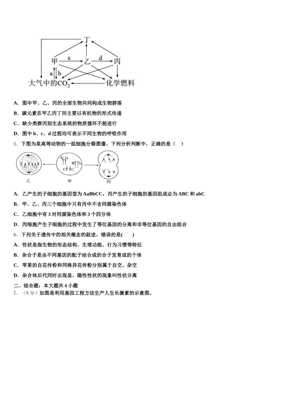 福建省师范大学附属中学2025年高一下生物期末检测模拟试题含解析_第2页
