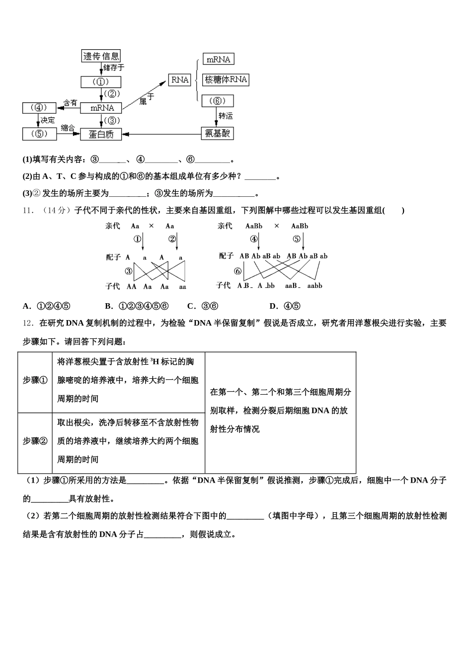 2025届吉林省延边第二中学高一生物第二学期期末质量检测试题含解析_第3页