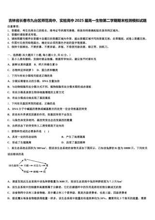 吉林省长春市九台区师范高中、实验高中2025届高一生物第二学期期末检测模拟试题含解析