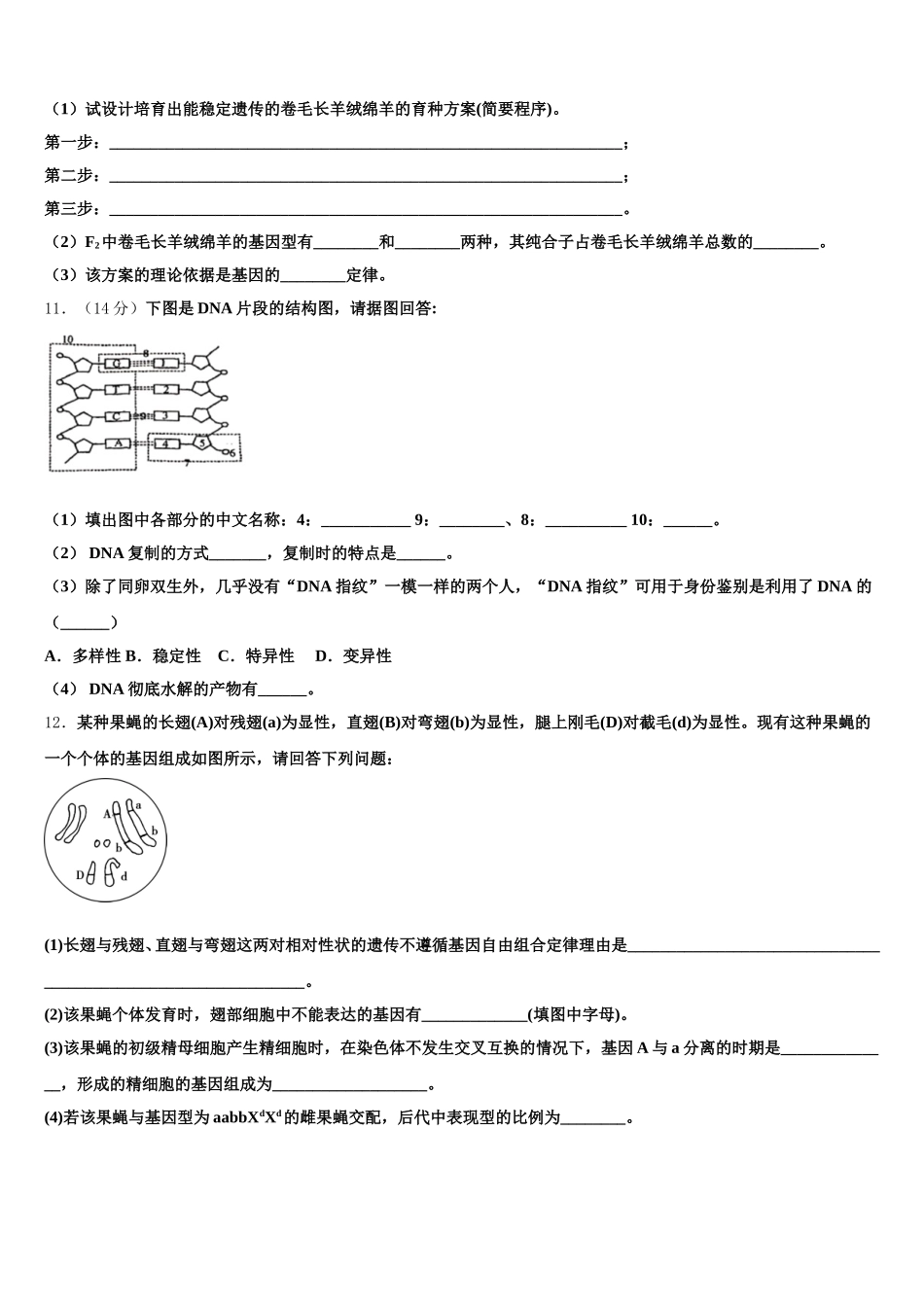 吉林省长春市九台市师范中2024-2025学年高一下生物期末复习检测模拟试题含解析_第3页