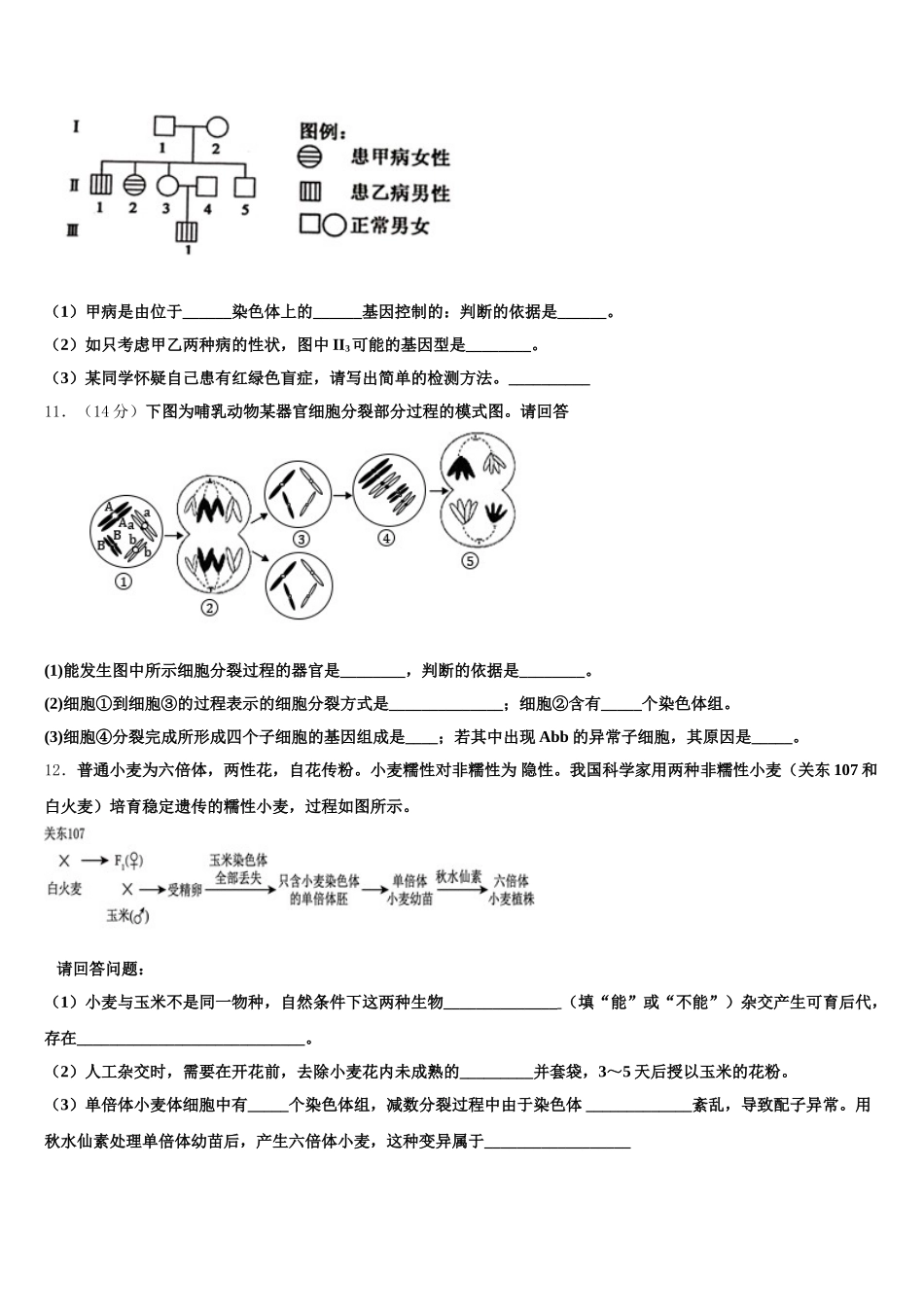 2025届吉林省通化市“BEST合作体”高一生物第二学期期末复习检测试题含解析_第3页