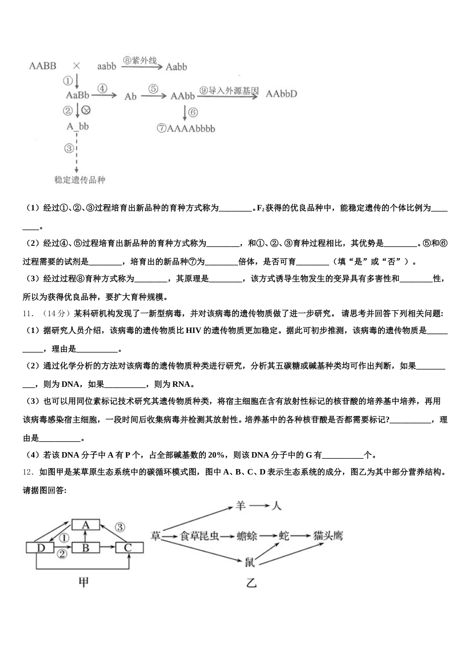 2024-2025学年吉林省博文中学生物高一第二学期期末监测试题含解析_第3页