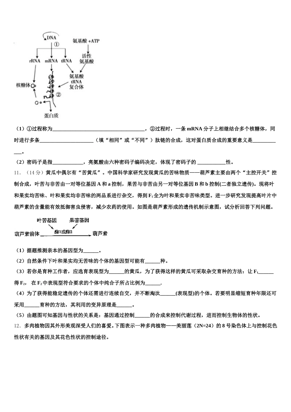 吉黑两省九校2025年生物高一下期末检测试题含解析_第3页