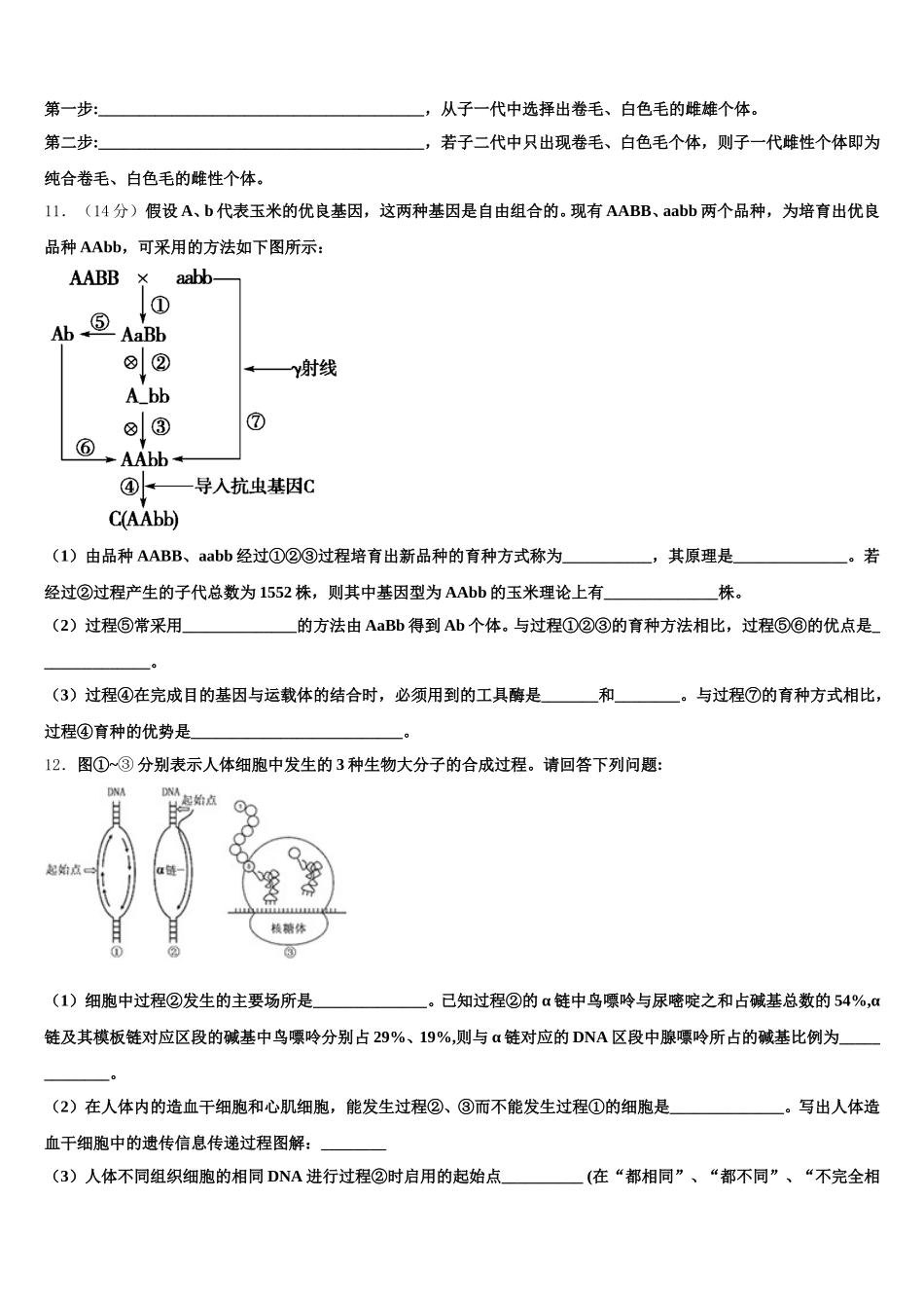 2025届吉林省农安县普通高中生物高一下期末检测试题含解析_第3页