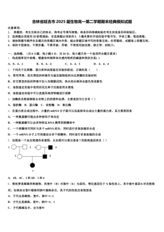 吉林省延吉市2025届生物高一第二学期期末经典模拟试题含解析