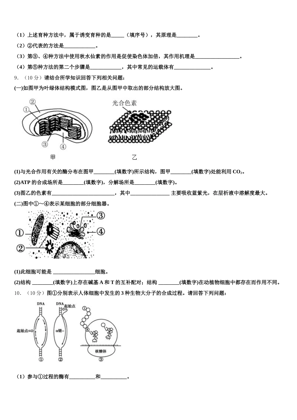 吉林省白城市通榆县第一中学2024-2025学年高一下生物期末教学质量检测模拟试题含解析_第3页